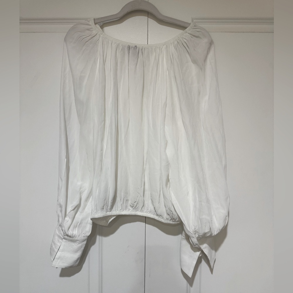 J. Crew Collection sheer gathered top in white size Large NWT CA613 - Picture 7 of 10